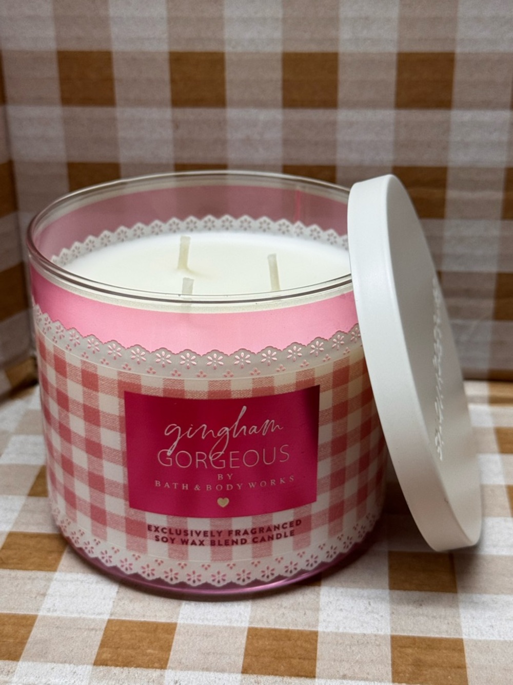 NEW B&BW Gingham Gorgeous 3 wick candle